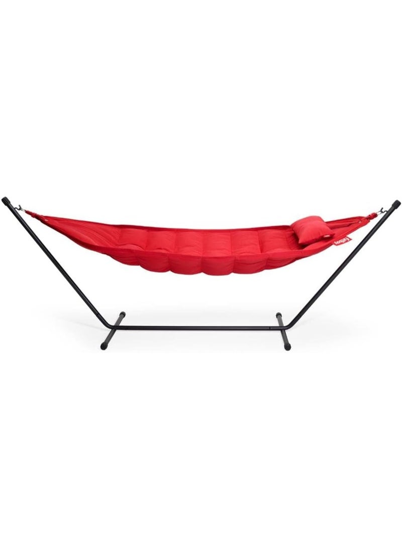 Fatboy Superb Hammock Swing and Stand with Pillow | Bleach-cleanable | 150 kg Capacity | Indoor and Outdoor | 100% Olefin | Filling: Polypropylene | Stand 330x100x110 cm | 270x138 cm (Red) - Image 3